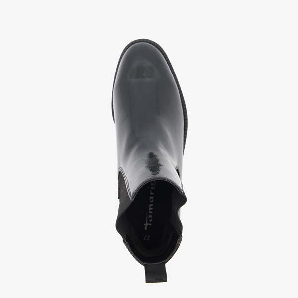 Tamaris lage dames chelsea boots zwart lak