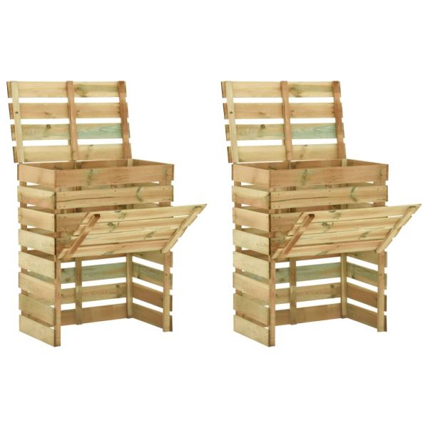 Caixa de Compostagem Ripada 2 Pcs 80x50x100cm Pinho Impregnado - 3078136