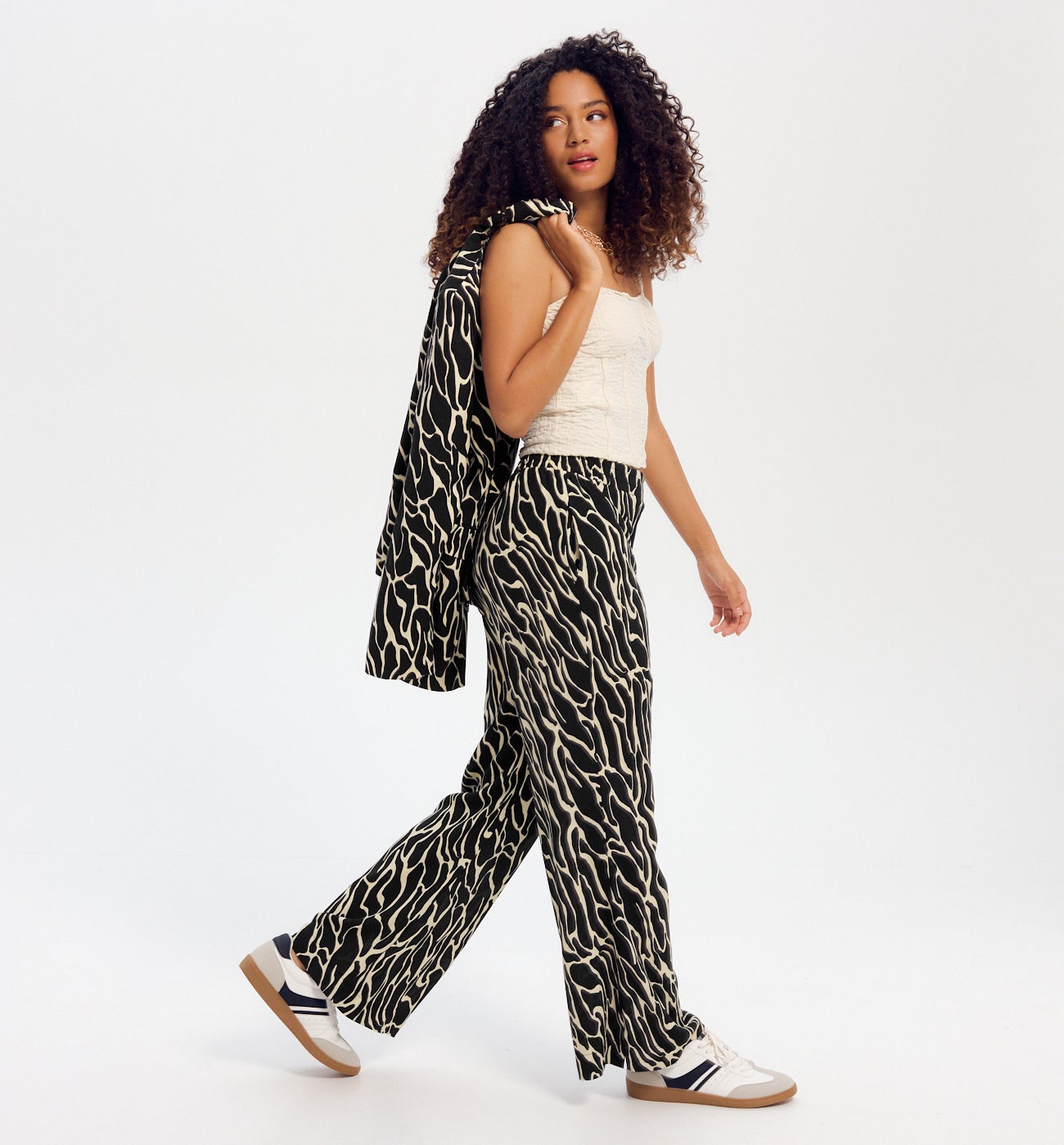Pantalon large imprimé zébré - MULTICO