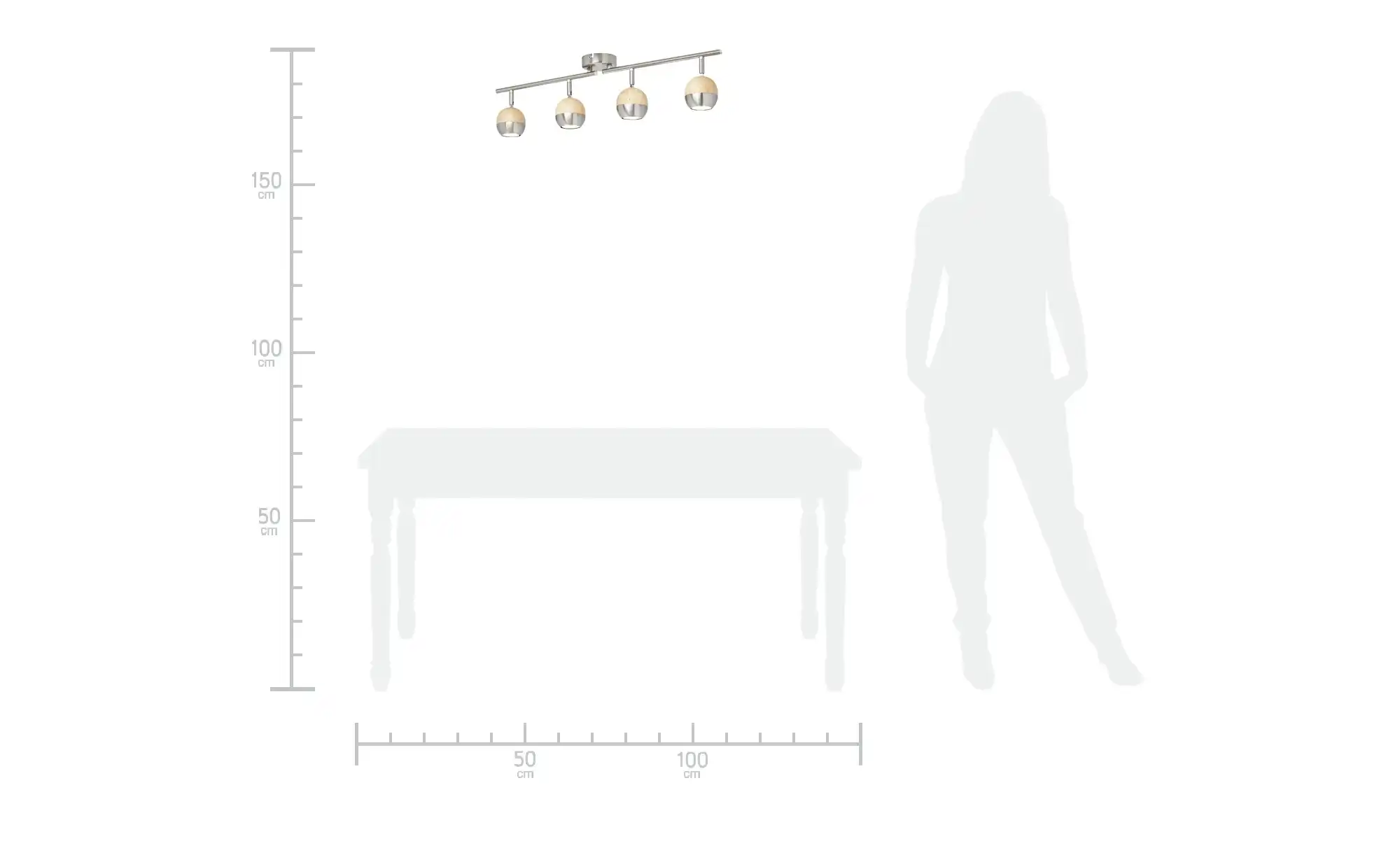 KHG LED-Spot, 4-flammig, mit Holz