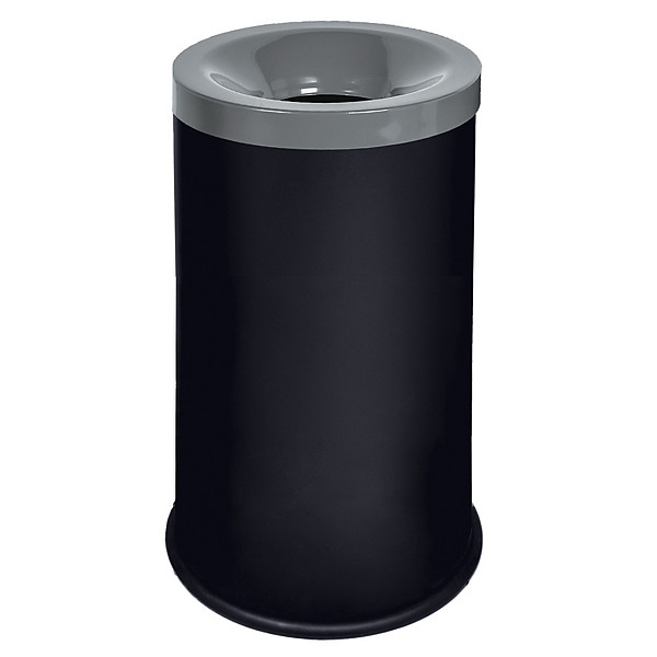 Corbeille anti-feu noire 50 litres couvercle gris
