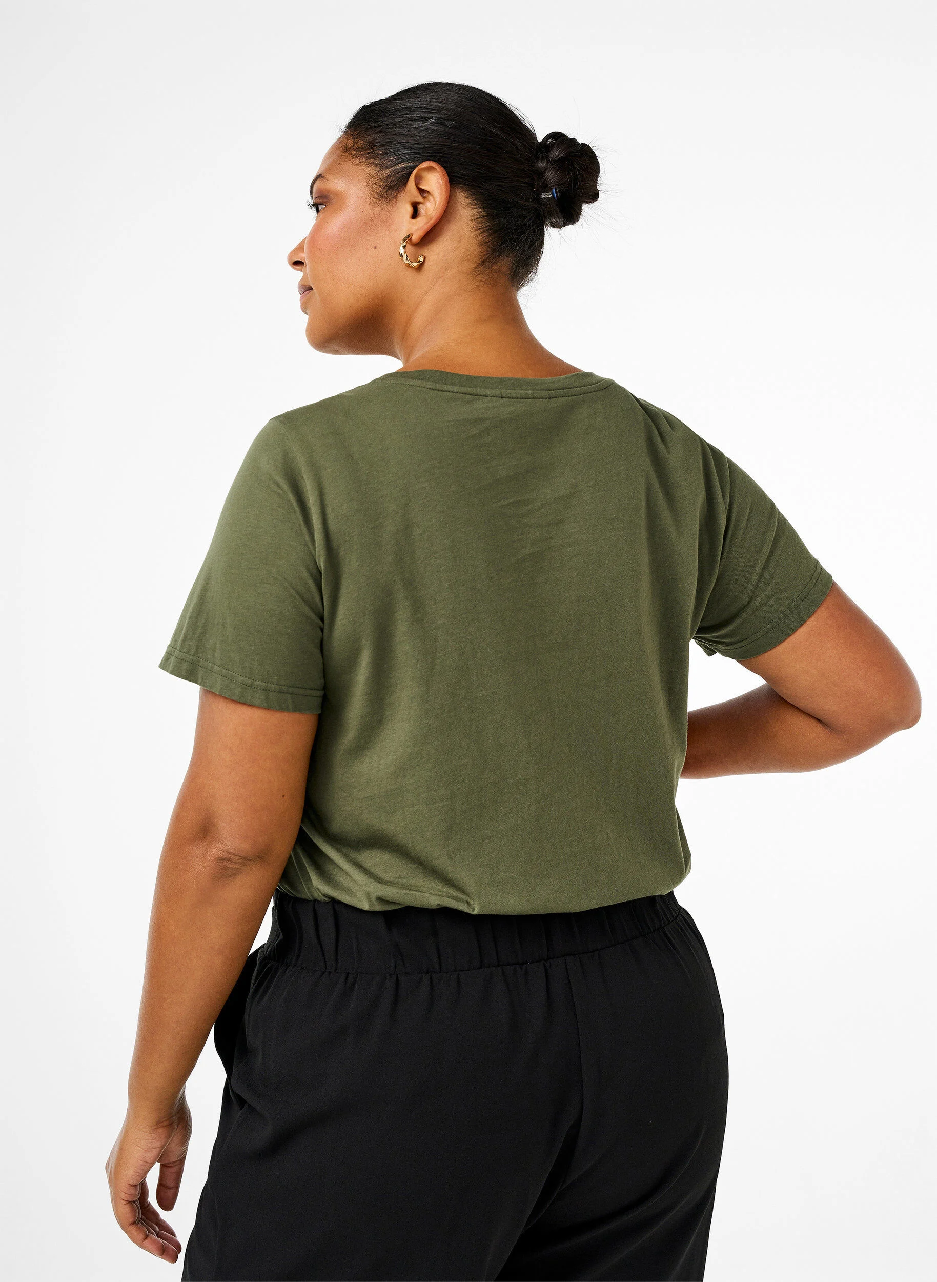Bomulds t-shirt med rhinesten motiv
