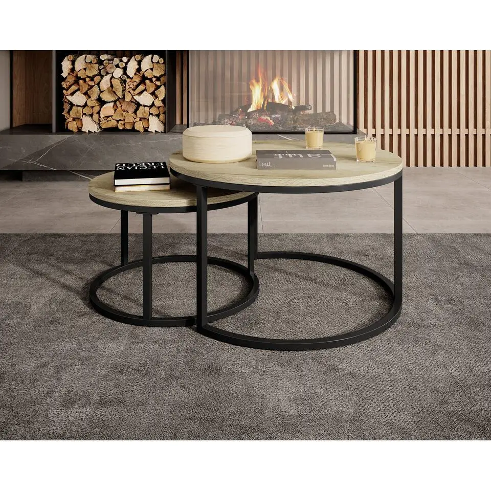 Meubella - Salontafel Rica - Eiken - Set van 2