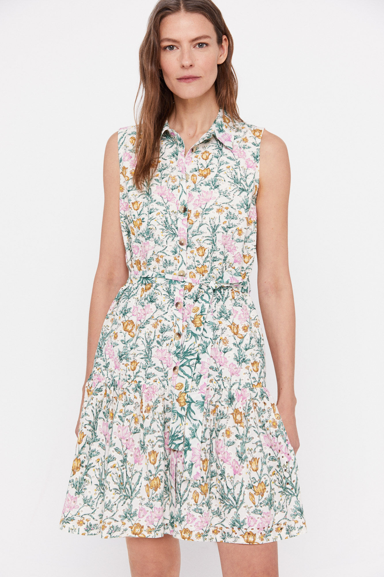 Vestido camisa Schiffly - Estampa branca