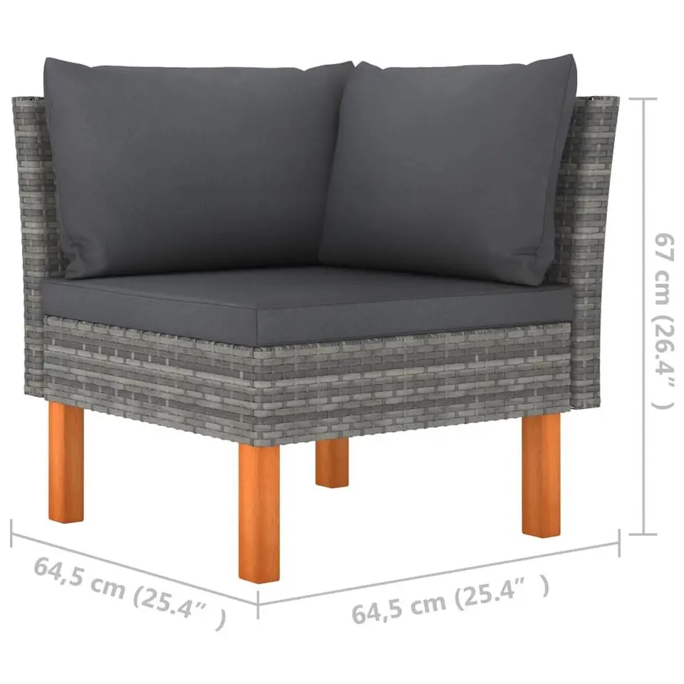 vidaXL - Hoekbank - Grijs - Poly rattan en massief eucalyptushout