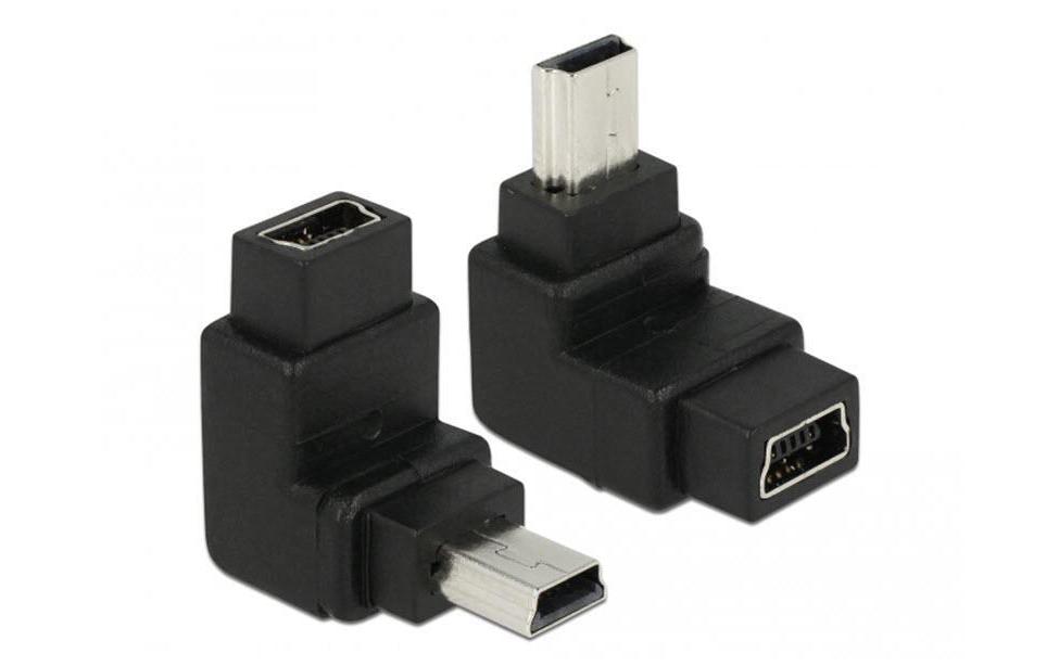 USB 2.0 Adapter USB-MiniB Stecker - USB-MiniB BuchseUSB-B mini-5pin-Stecker/Buchse 90° gewinkelt