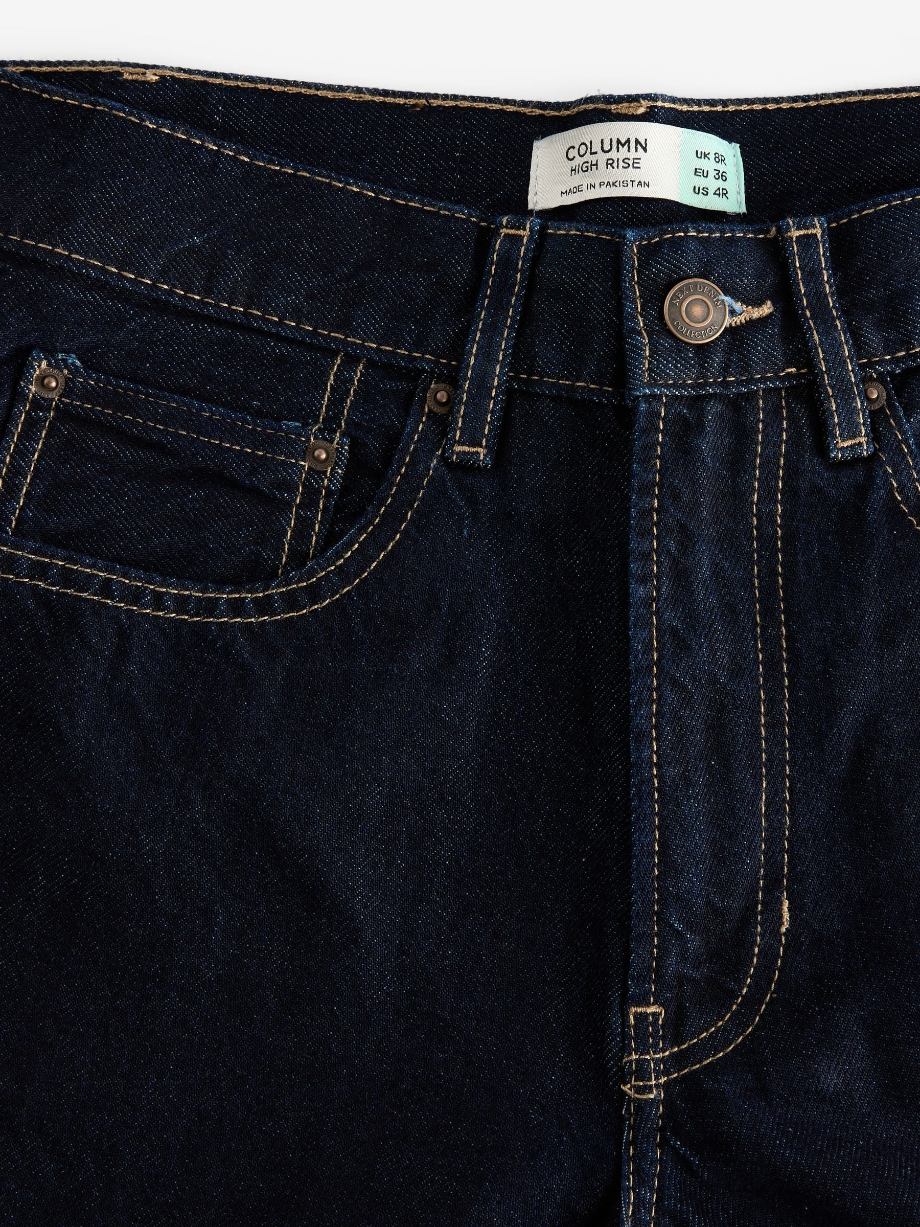 Blauw met wassing - 100% katoenen mom jeans met rechte pijpen