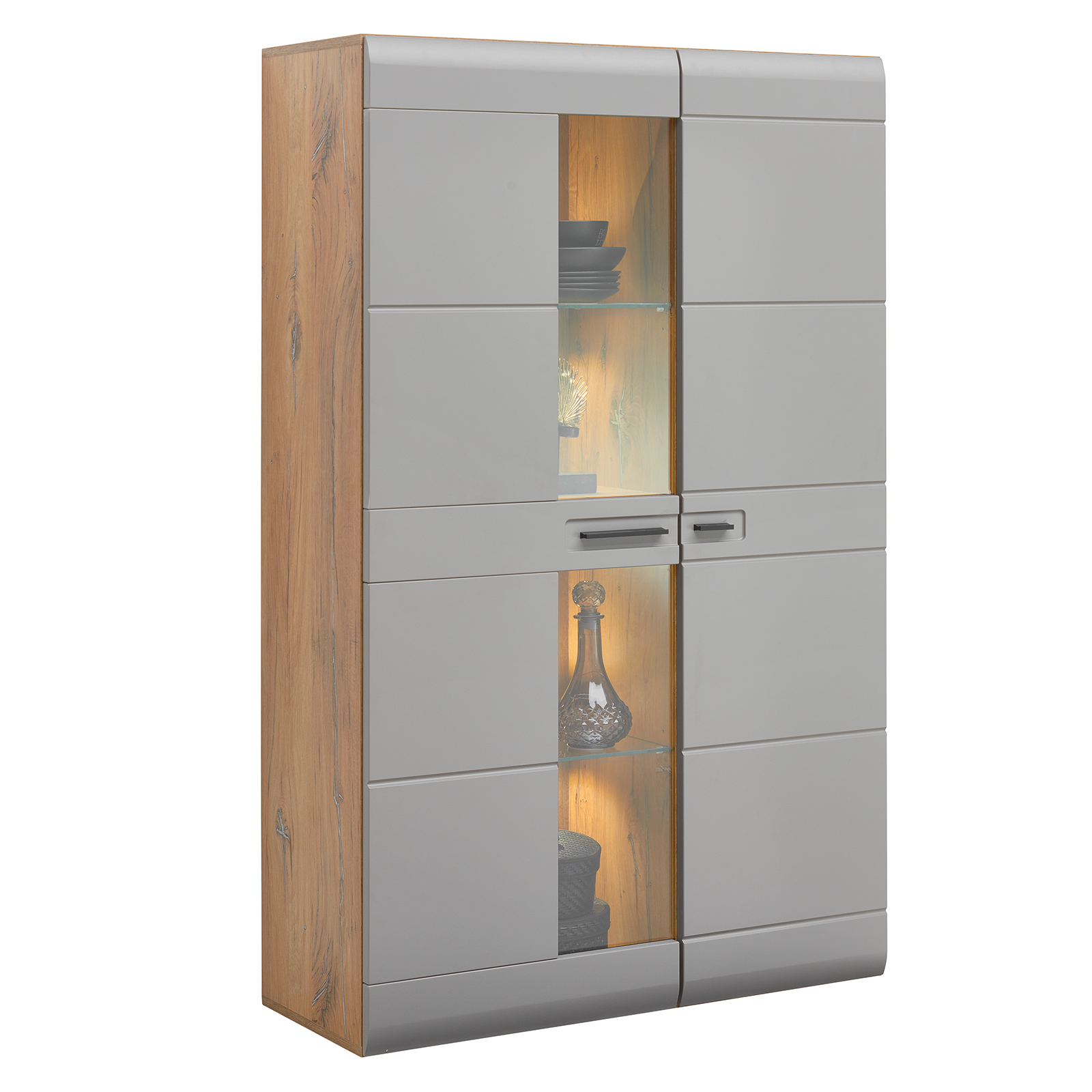 Luca Bessoni Highboardvitrine AURIS - Basalt-Flagstaff Eiche - 95 cm