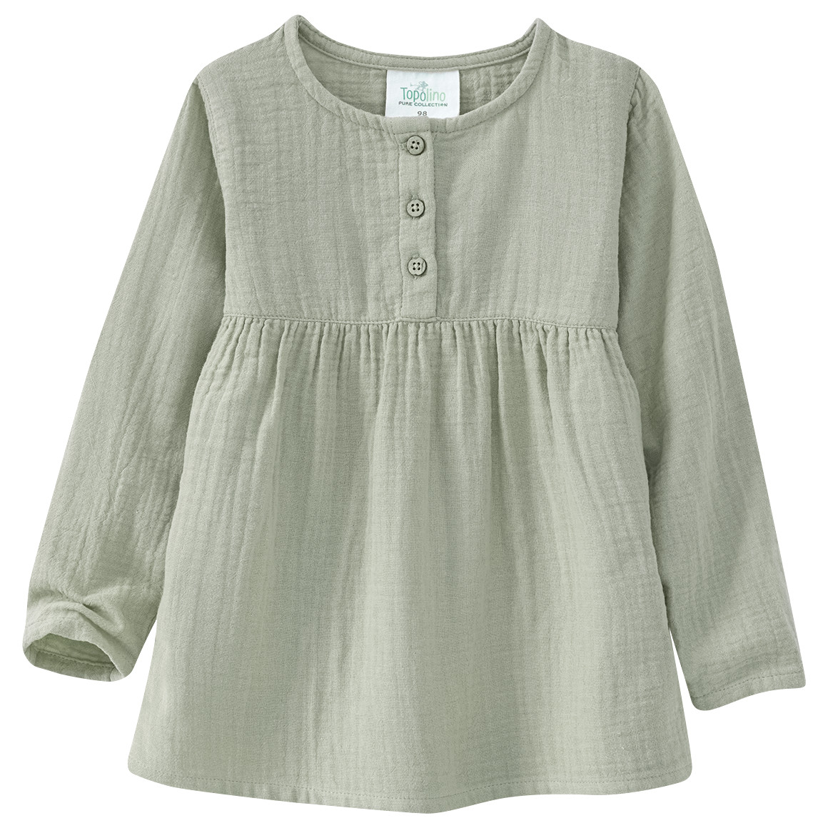 Topolino Pure Collection Mädchen Musselin-Blusenshirt mit Teilungsnaht salbei