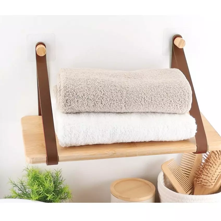 Etagère adhésive bambou (40 x H20 cm) Easy Chic Caramel