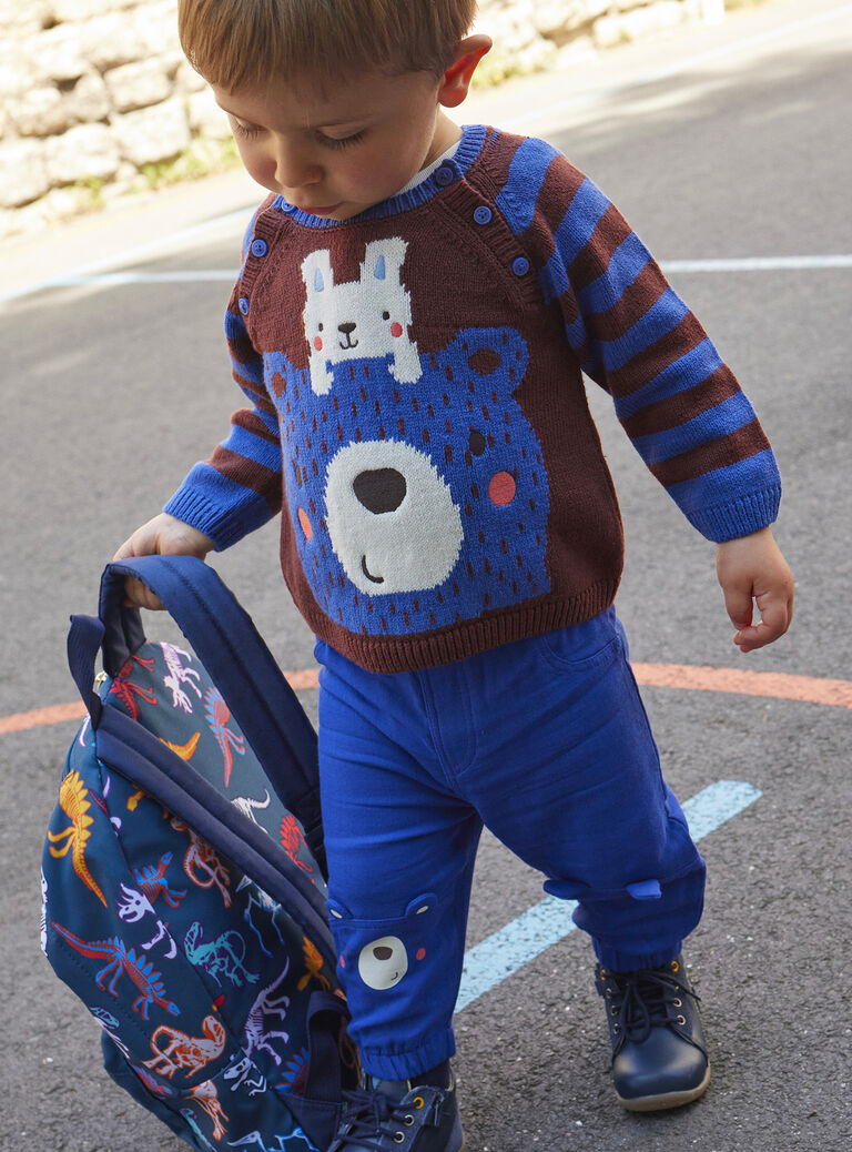 Pull marron et bleu à imprimé à rayures bébé garçon