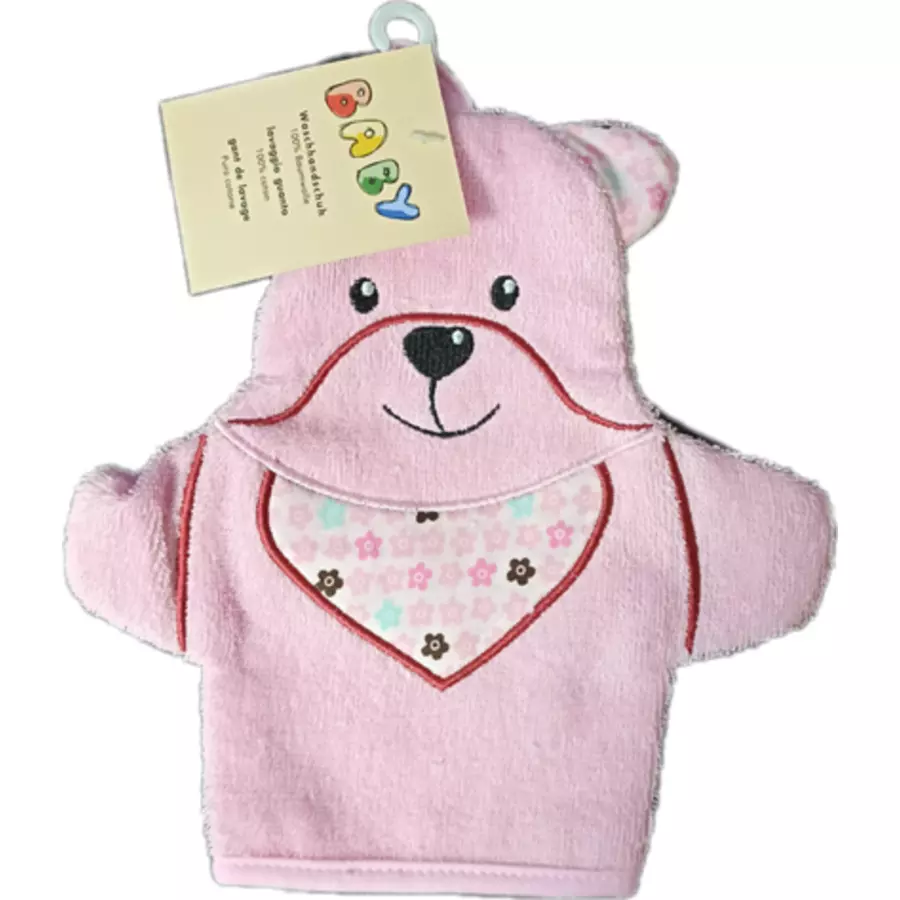 Hütte Waschhandschuhe Bär rosa