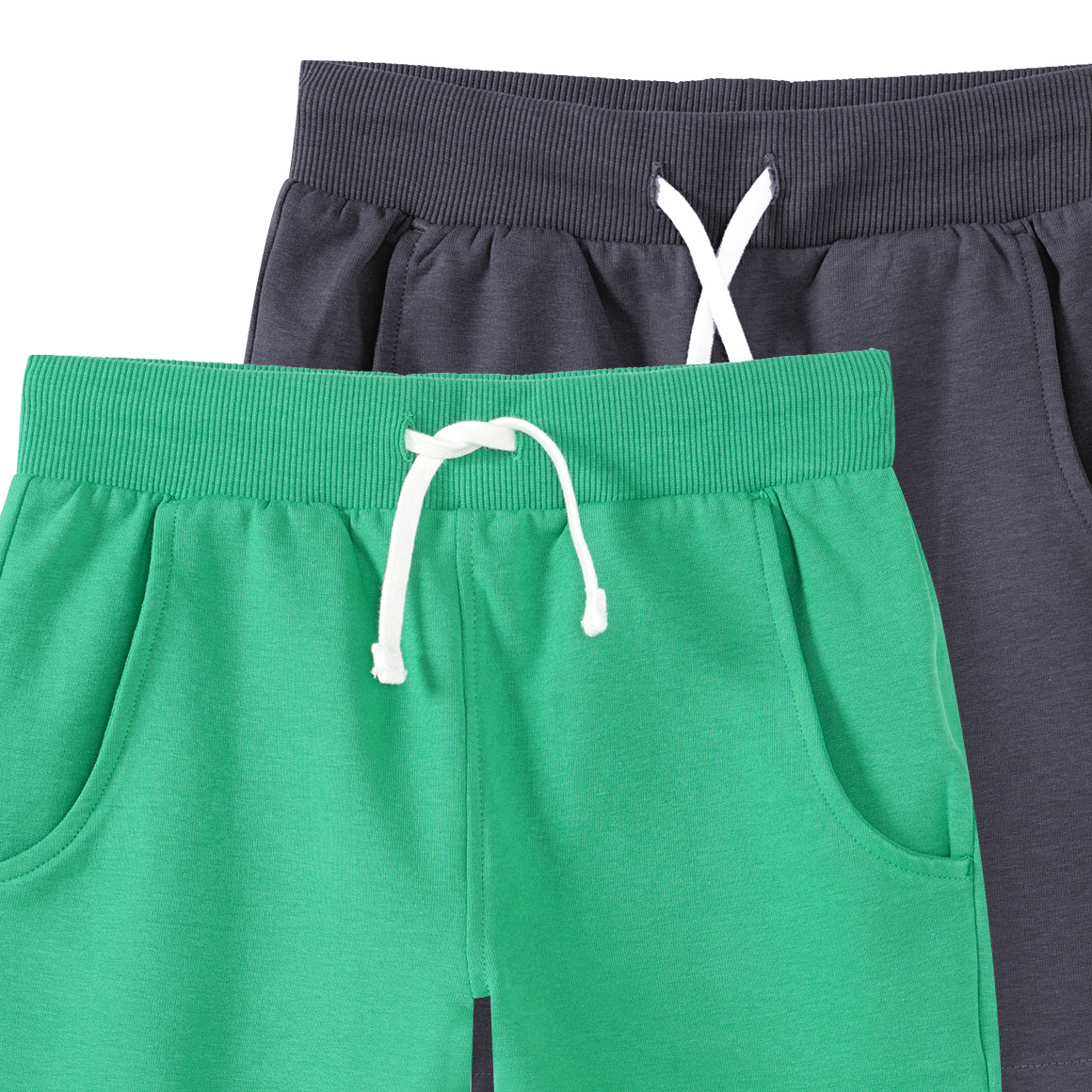 Famy 2 Jungen Joggingshorts im Set grün / dunkelgrau