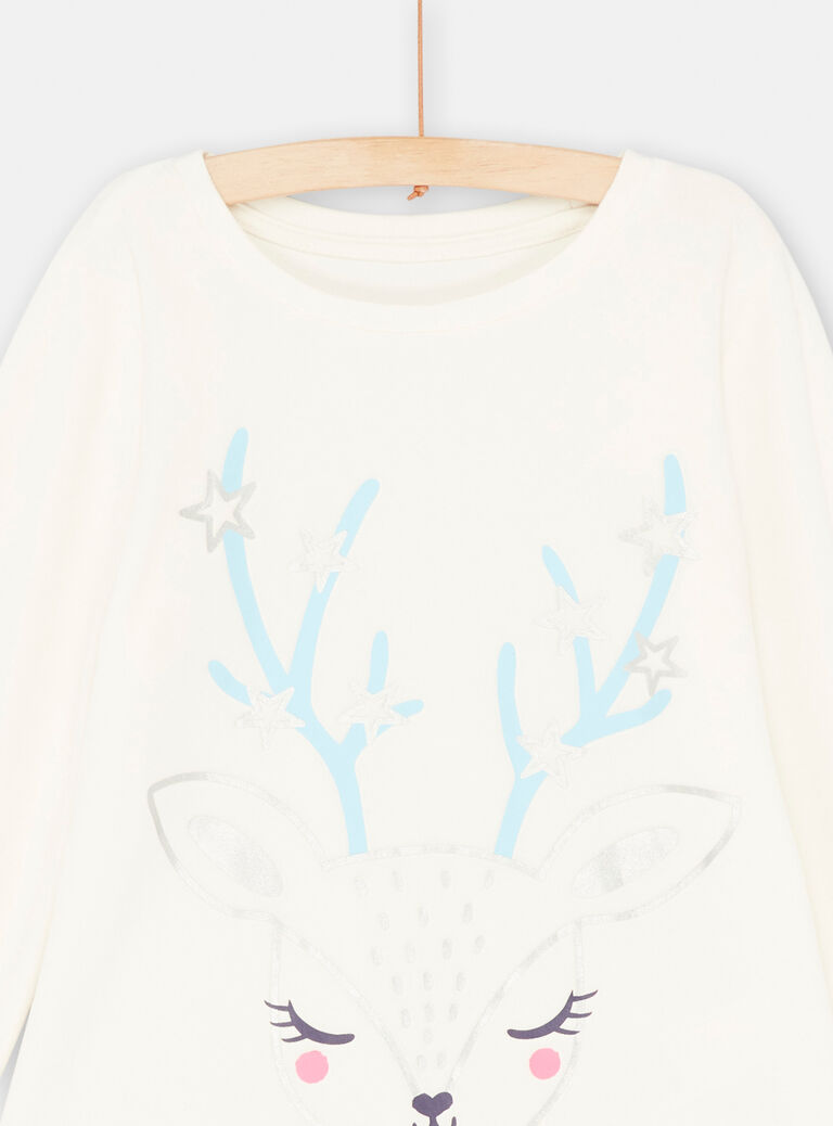 Pyjama ecru fantaisie argenté pour enfant fille