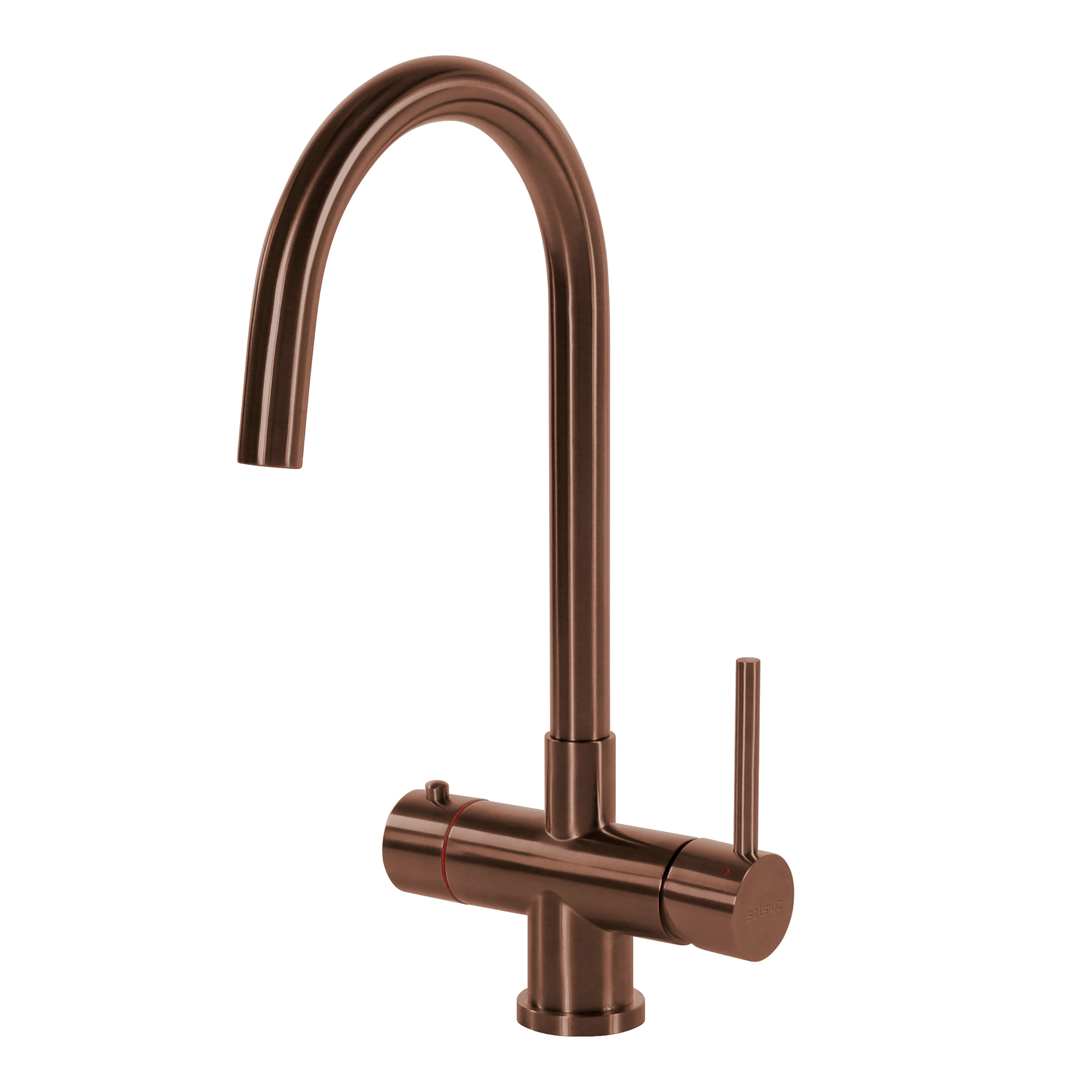 Selsiuz Inox kokend water kraan met titanium combi extra boiler en C-uitloopkraan copper
