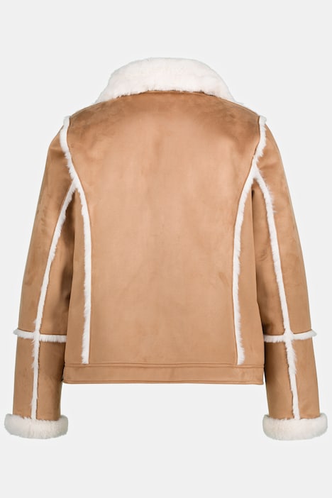 Pilotenjacke, Veloursleder-Optik, kuscheliges Webfell