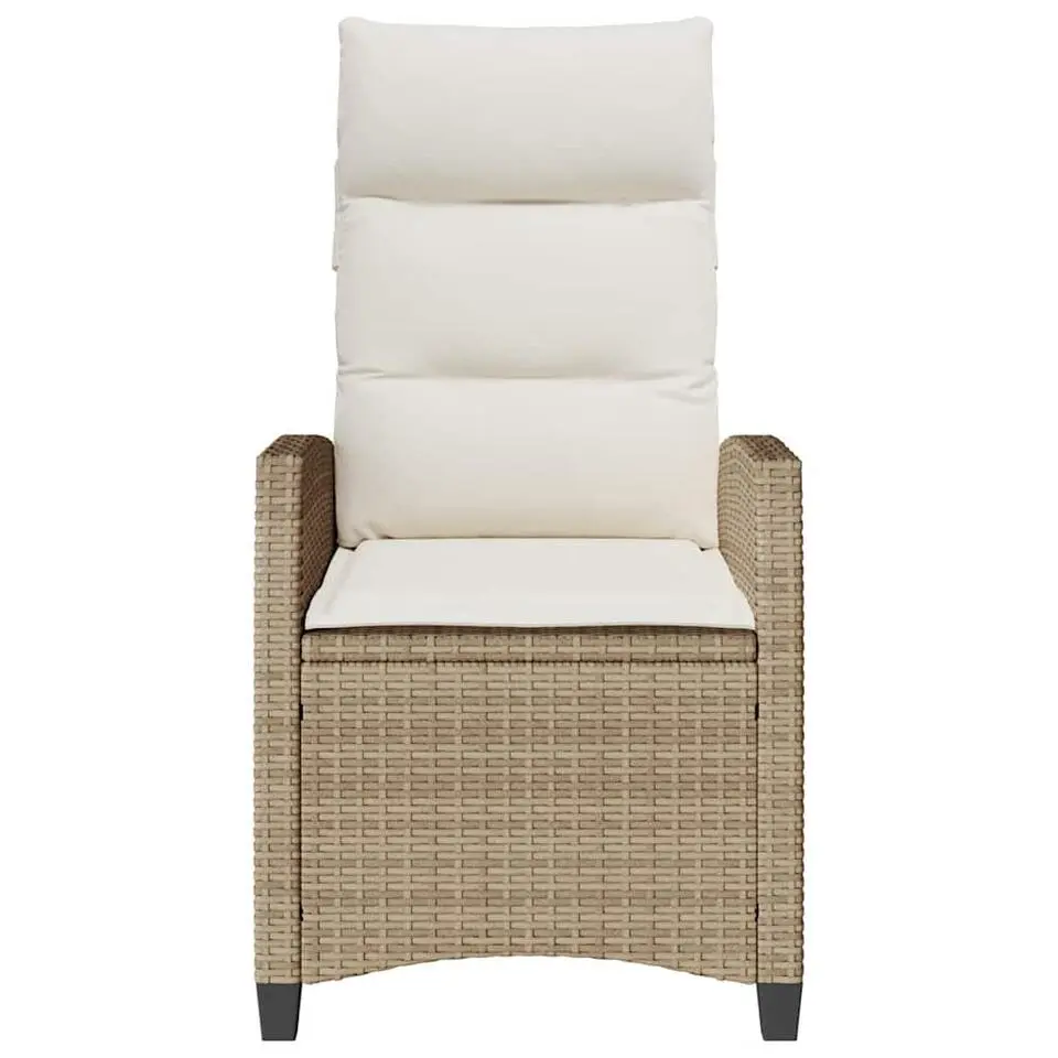 vidaXL - Verstelbare tuinstoel met bijzettafel - Beige - Poly rattan