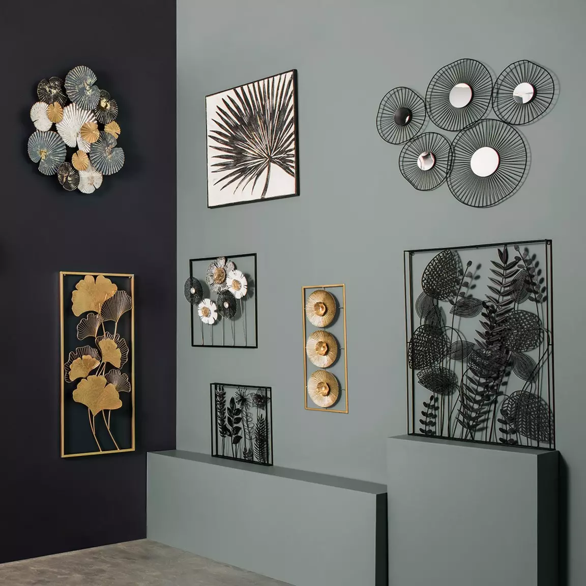 Décoration murale en métal (H50 cm) Floral Queen Argent