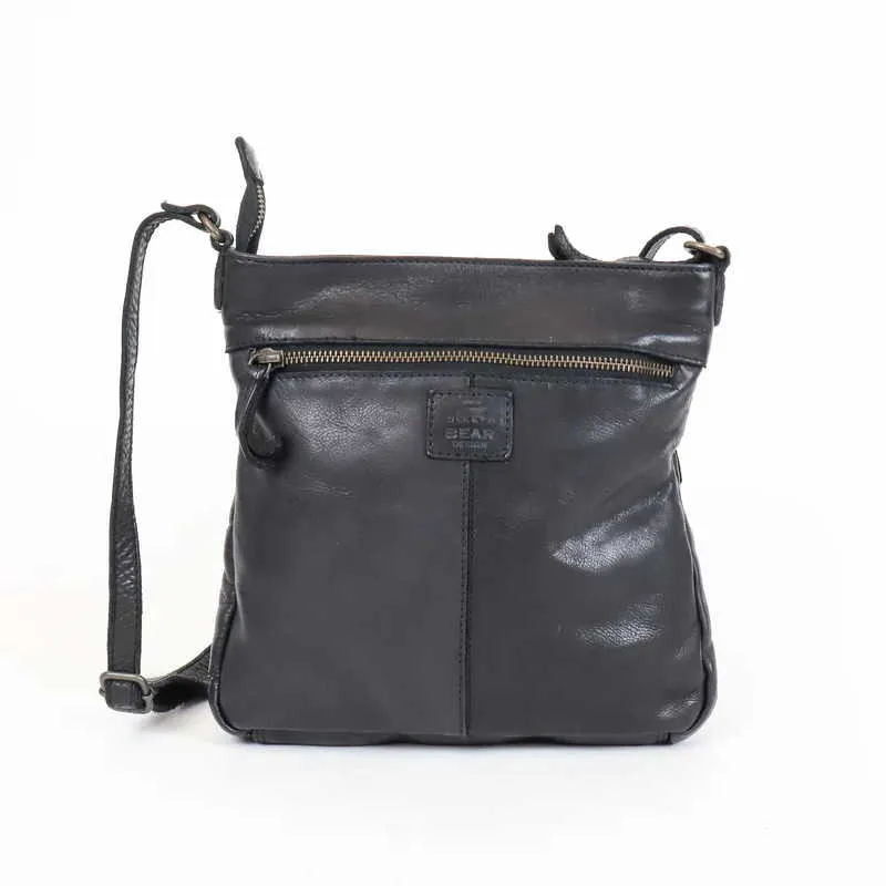 BEAR DESIGN Umhängetasche Schwarz Leder