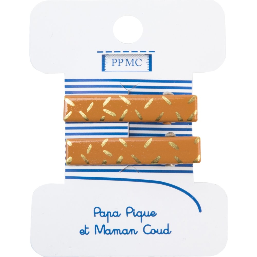 Petite Barrette Croco Paille Doré Caramel Cr042