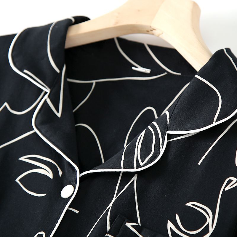 Dogini - Bijpassende pyjamaset voor koppels: top met lange mouwen en print + broek