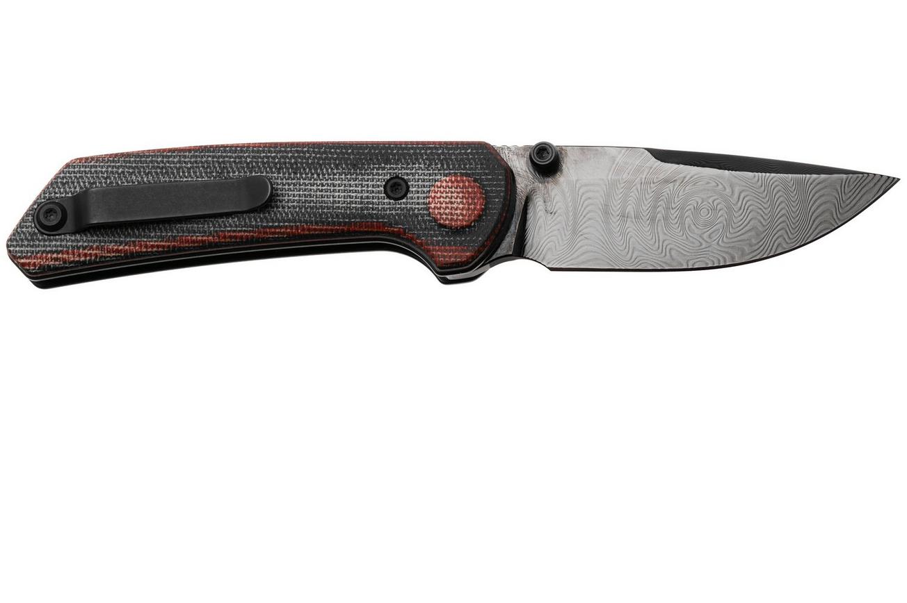 Reate PL-XT, DLC Damascus, Black/Red Micarta zakmes, Alvin Lee design
