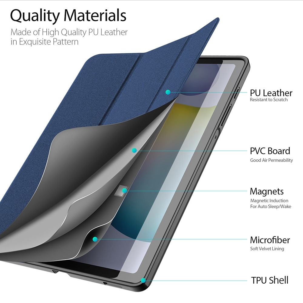 Samsung Galaxy Tab S6 Lite (2024/2022/2020) Tasche Smart Cover Hülle Stoff Design S-Pen Halterung - Dunkelblau