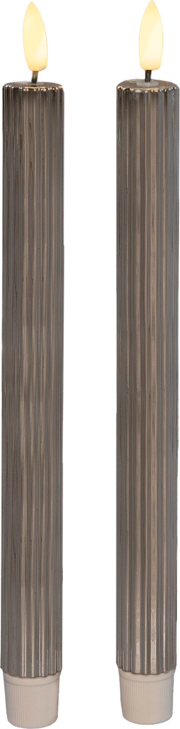 Anna's Collection LED dinerkaars Rib zilver D 2,1 H 25 cm 2 stuks