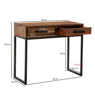 Konsolentisch 90 x 77 cm Sheesham braun schwarz