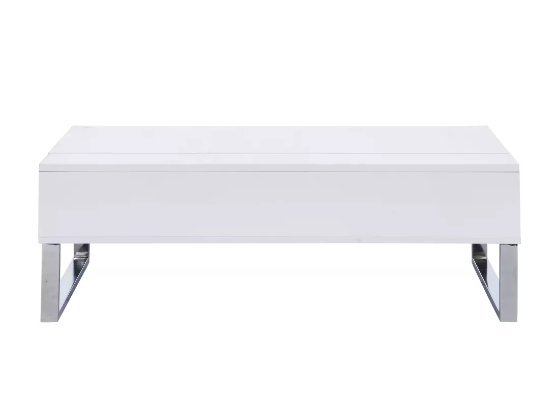 Table basse avec plateau relevable en MDF et métal chromé - Blanc laqué - SECALI