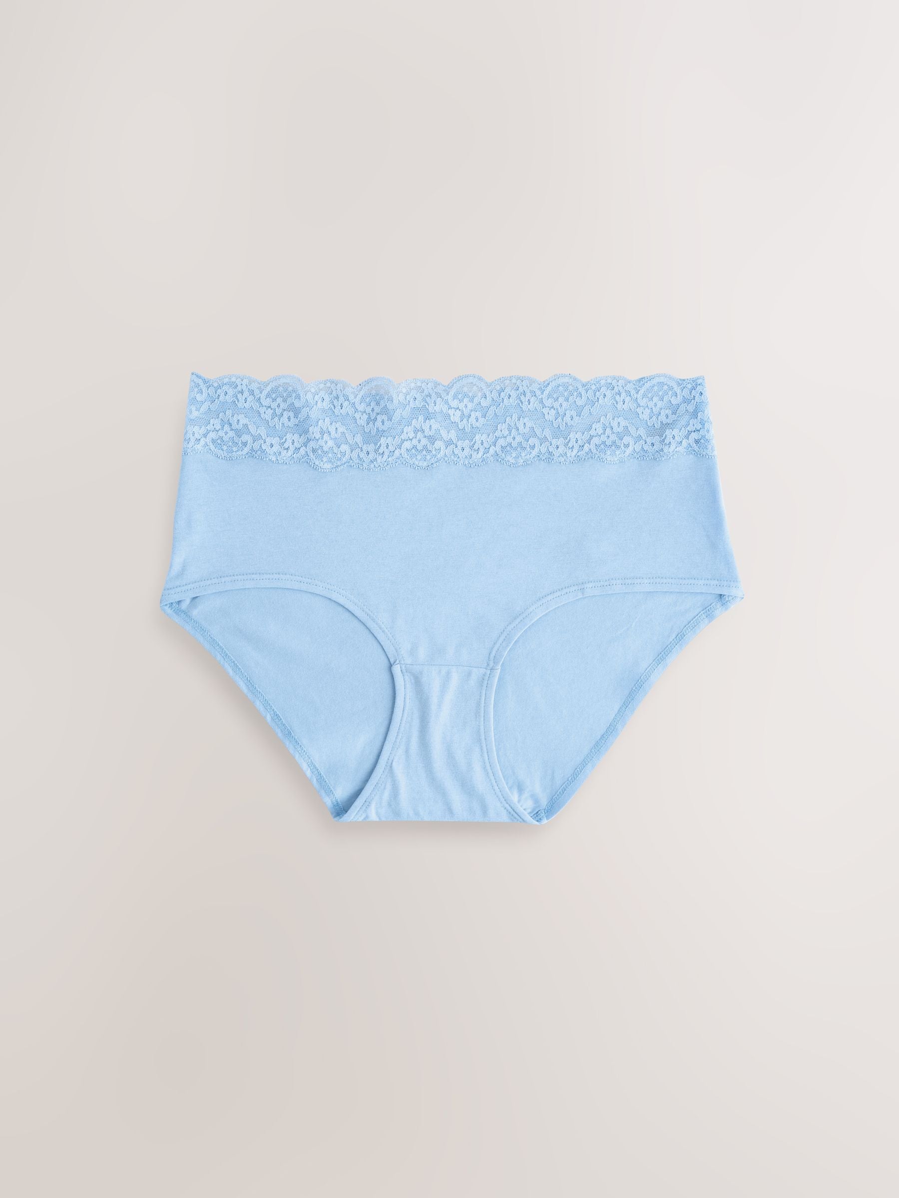 Blauw - 7 Katoenen slipjes met kant