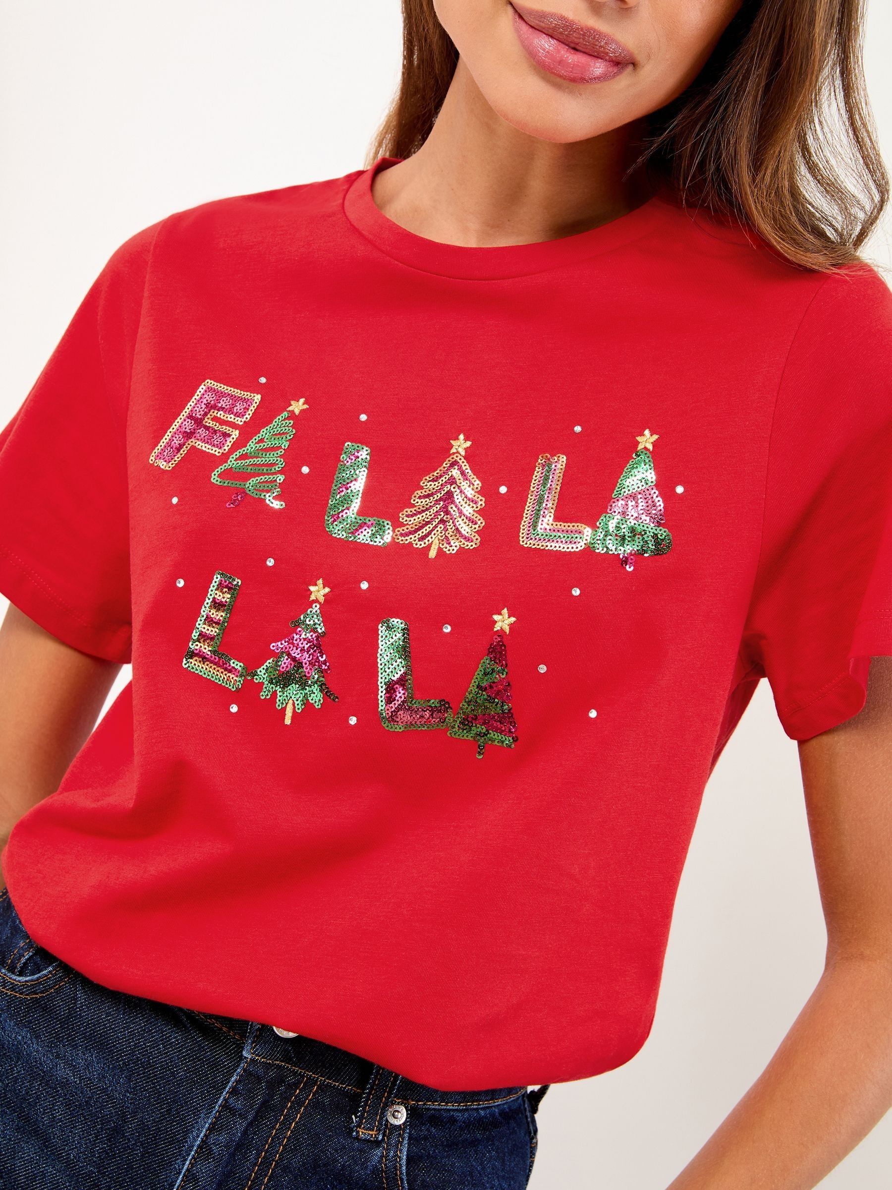 Red Fa La La La - Lipsy T-shirt met ronde hals