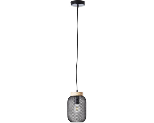 Hanglamp, 1-lichts, HxØ 112x16 cm, zwart/gerookt glas