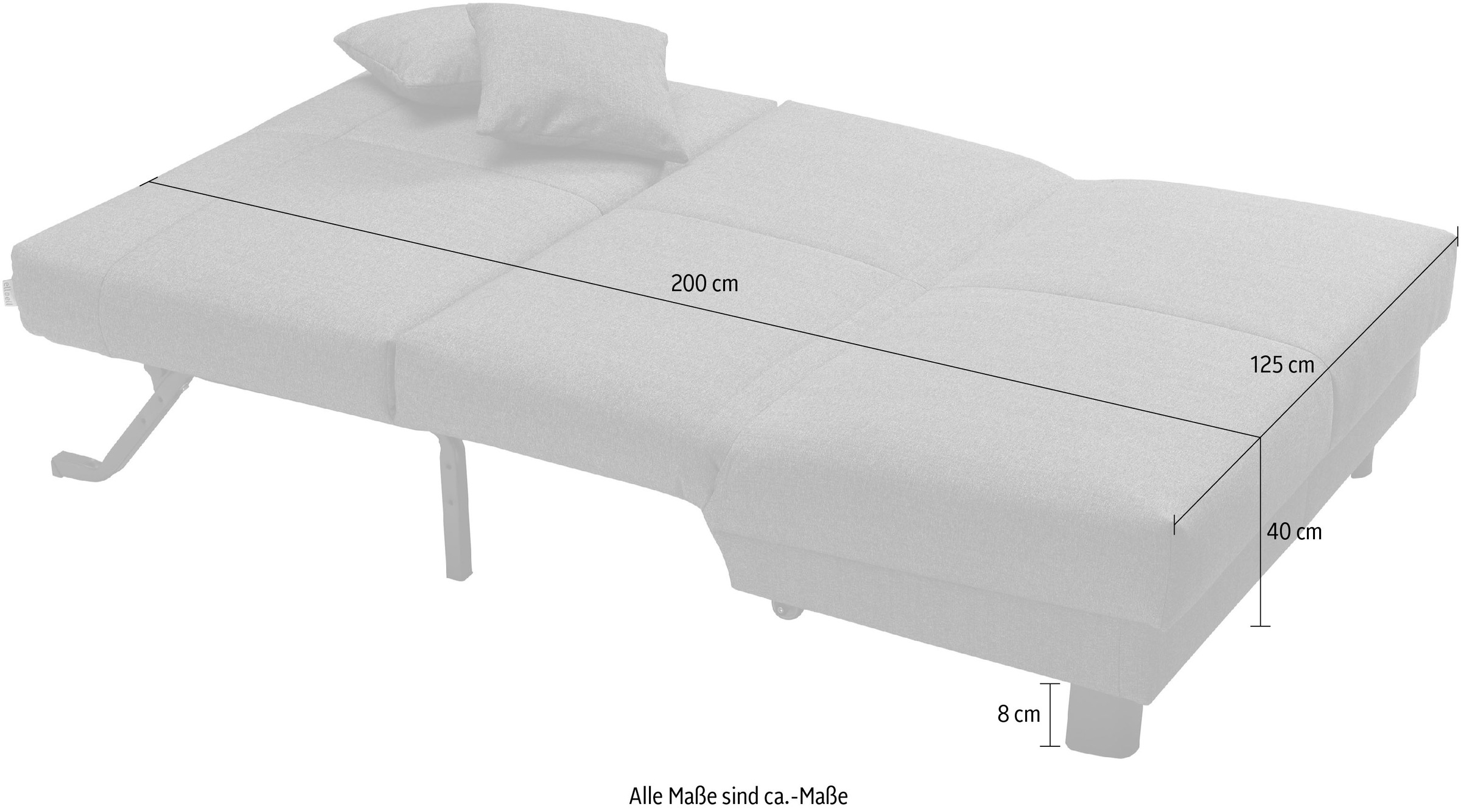 ell + ell Schlafsofa »Enny« Liegefläche Breite 120 oder 140 cm, Liegehöhe 40 cm, Füsse schwarz