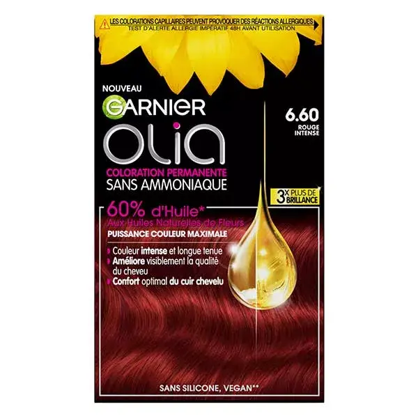 Garnier Olia Vivids Coloração Permanente Sem Amônia Nº 6.60 Vermelho Intenso