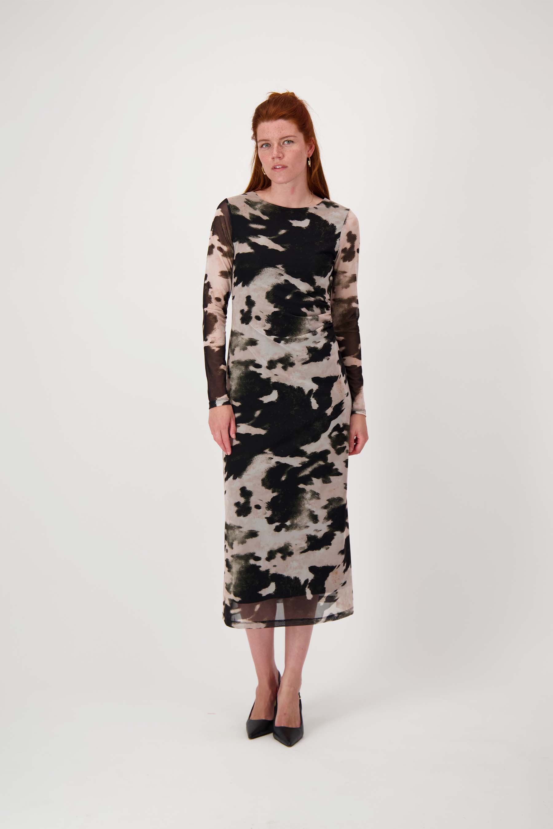 mesh jurk met print