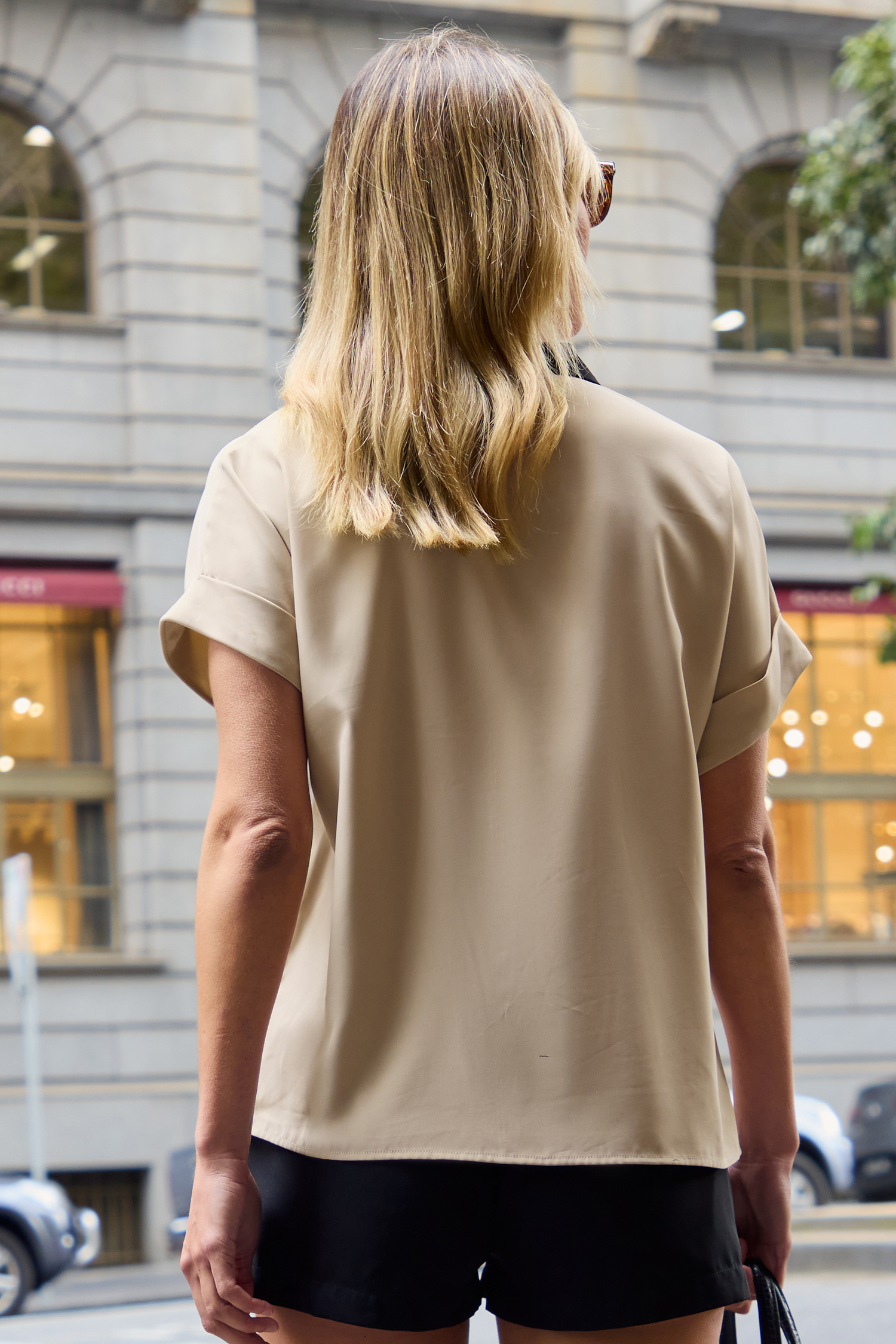 Chemise à bloc de couleur kaki et noir