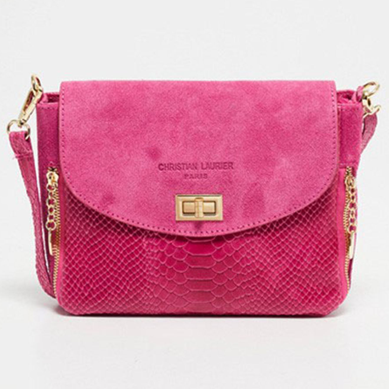 Christian Laurier Sac bandoulière en Cuir Acil rose - 23x18.5x8 cm