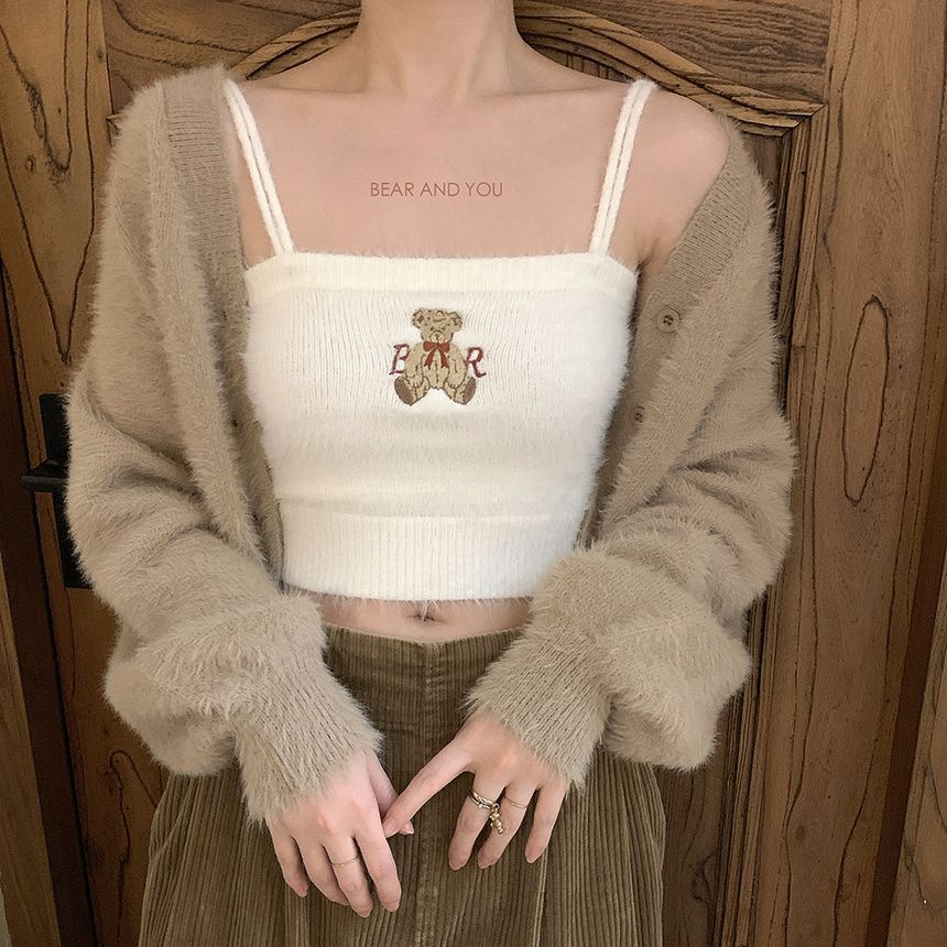 Glotto - Fluffy effen vest met knoopjes
