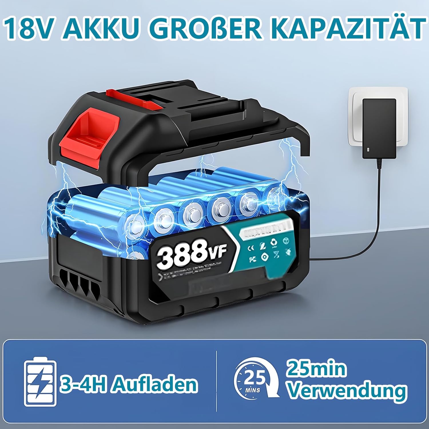 Akku Staubsauger für Makita Akku 18V, Starke 10000Pa Kabellos Handstaubsauger Akku mit LED Beleuchtung und Groß 750mL Staubbehälter für Auto, Haus (Blau mit 1 Batterie)