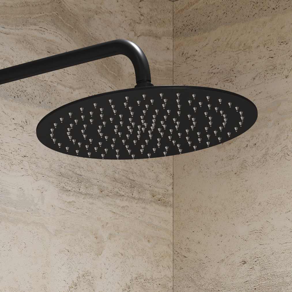 Saniclear Nero Stripes opbouw regendouche mat zwart met 20cm hoofddouche