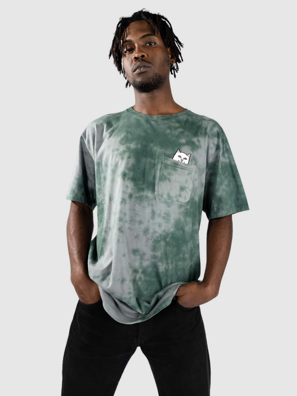 RIPNDIP Lord Nermal Pocket T-Shirt green lightning wash