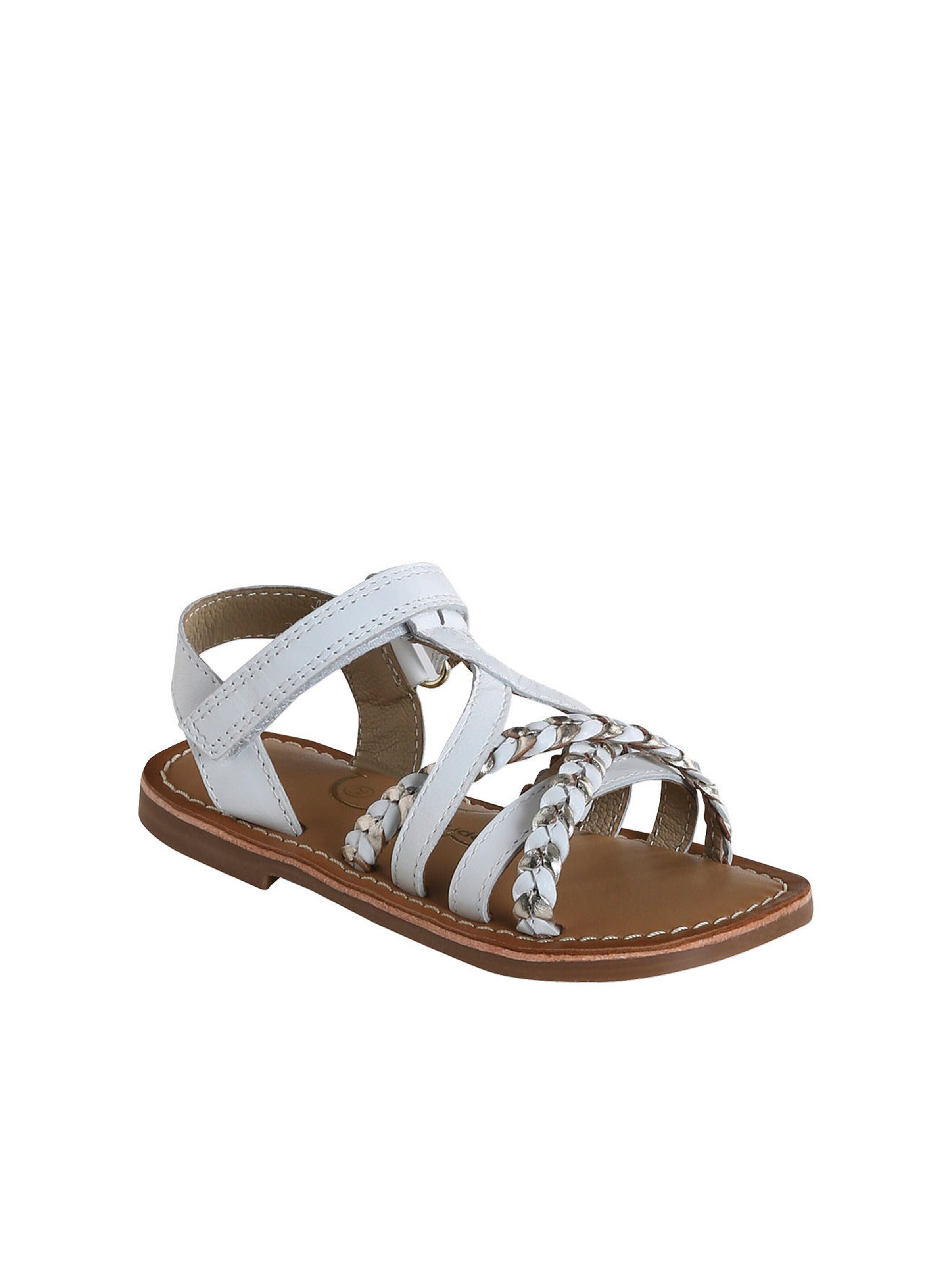 Vertbaudet Kinder Leder-Sandalen mit Anziehtrick weiß