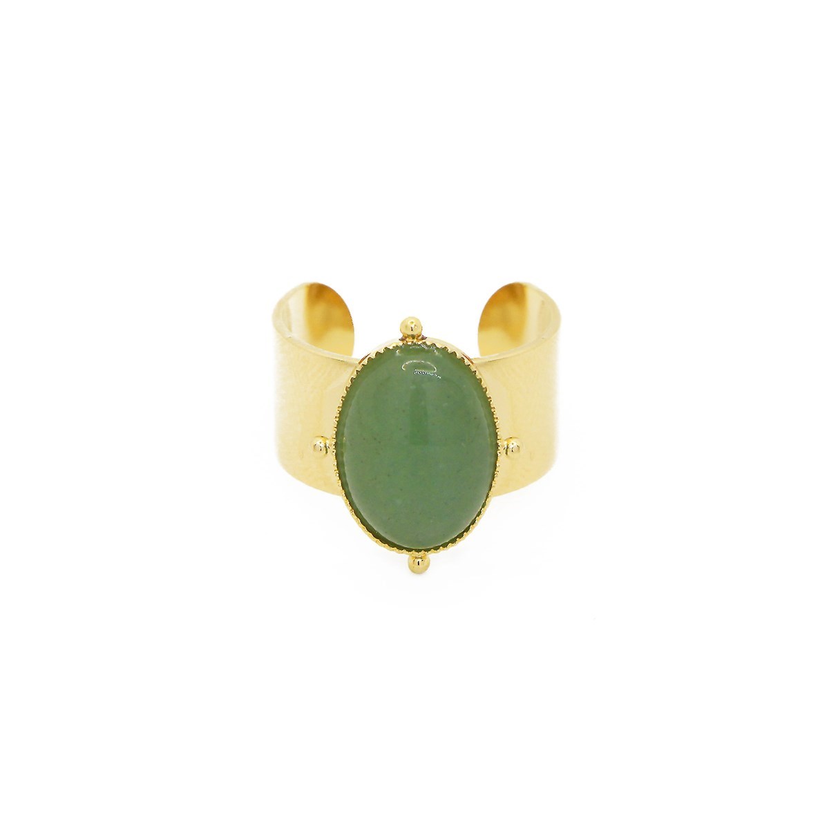 Bague pierre aventurine dorée à l'or fin 24k NEW CALYPSO