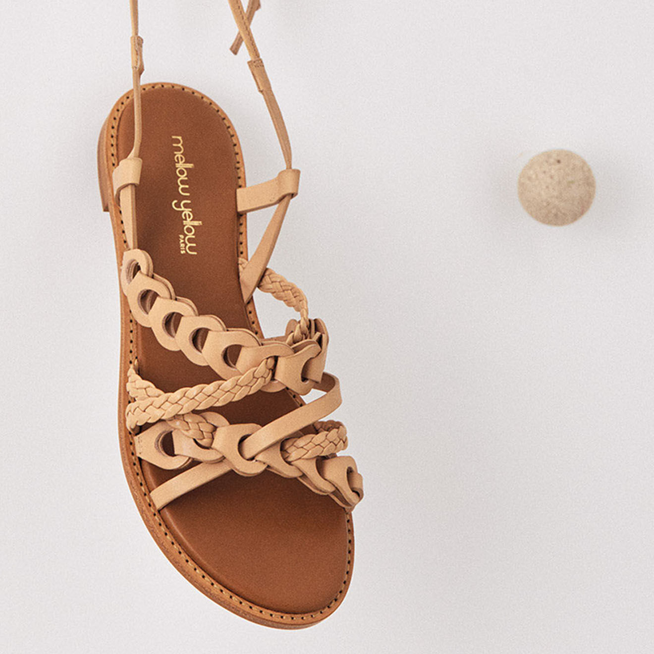 Mellow Yellow Sandales en Cuir Lola nude
