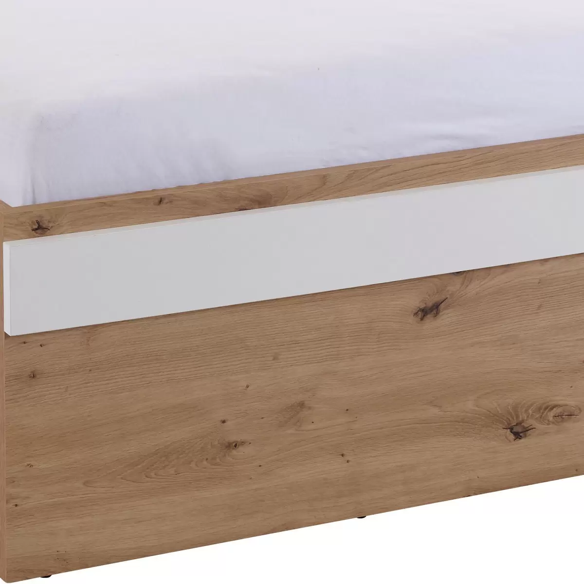 Bett Box 90x200 weiss,Eiche