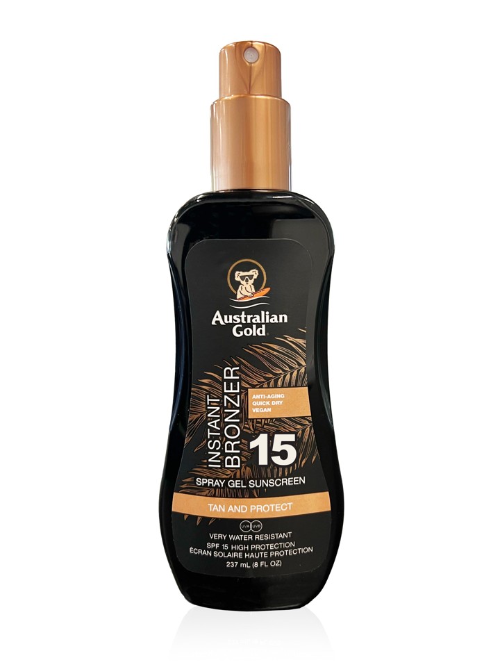 Australian Gold - Sunscreen Spray Gel w. Instant Bronzer SPF 15 237 ml - Solcreme