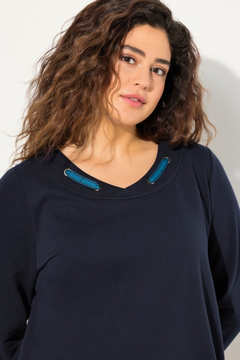 Sweatkleid, Rundhals, Zierband, Langarm, Taschen