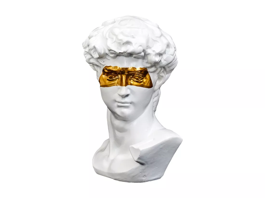 STATUE DAVID MASQUE DORE H15CM