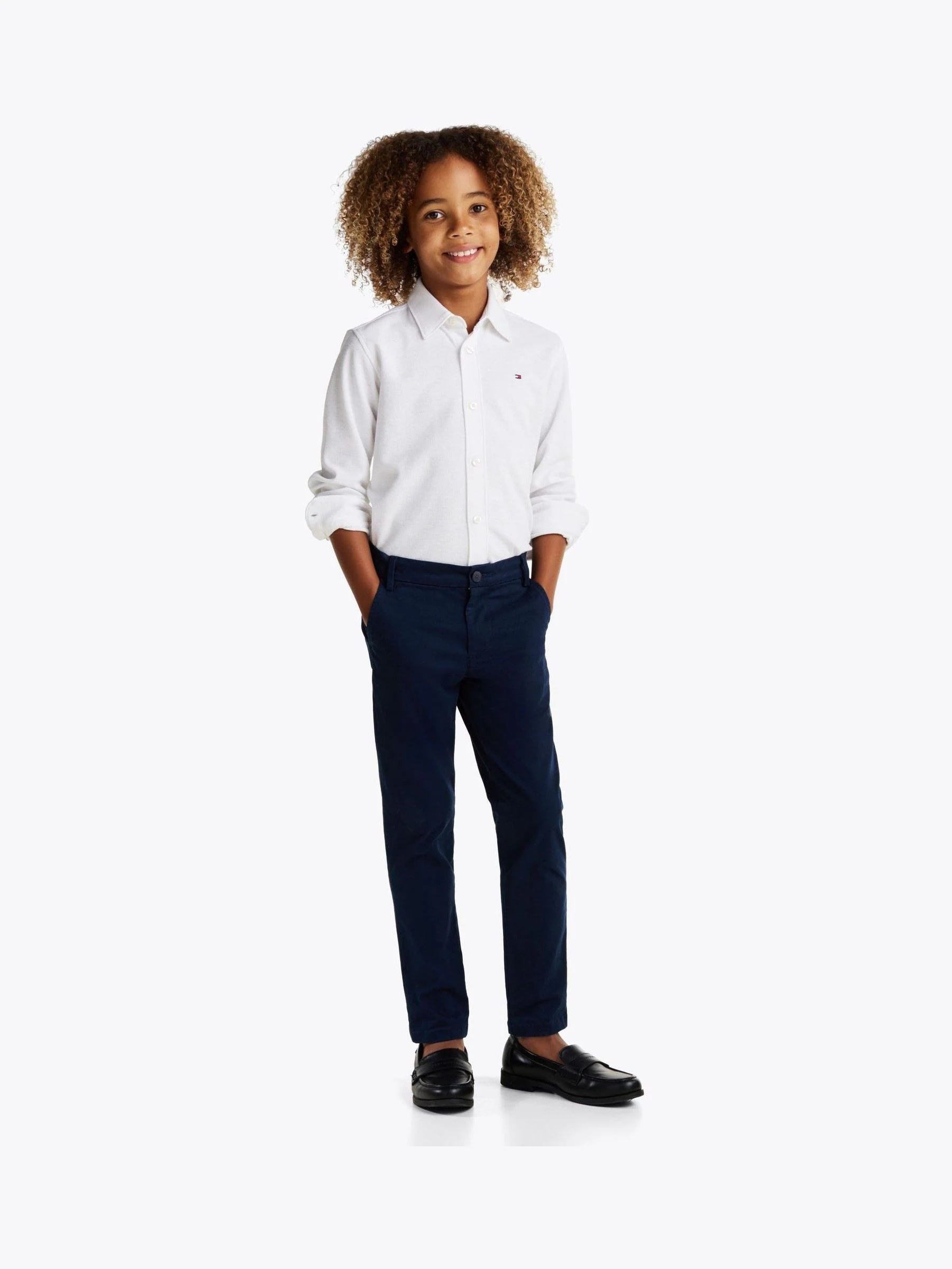 Wit - Tommy Hilfiger overhemd met standaard pasvorm en microwafelstructuur